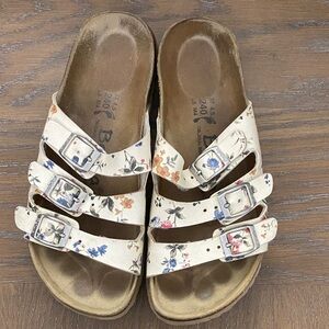 Birkenstock Cream Floral Sandals